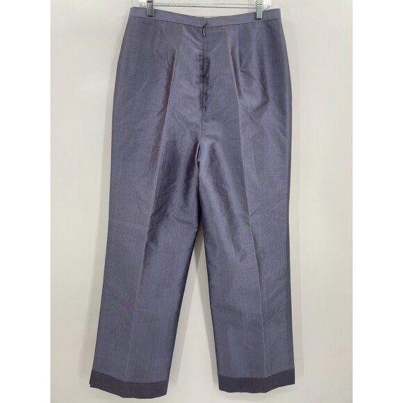 MAX NUGUS High Waist Pleated Wide Leg 100% Silk Metallic Purple Pants Size M - Picture 2 of 7